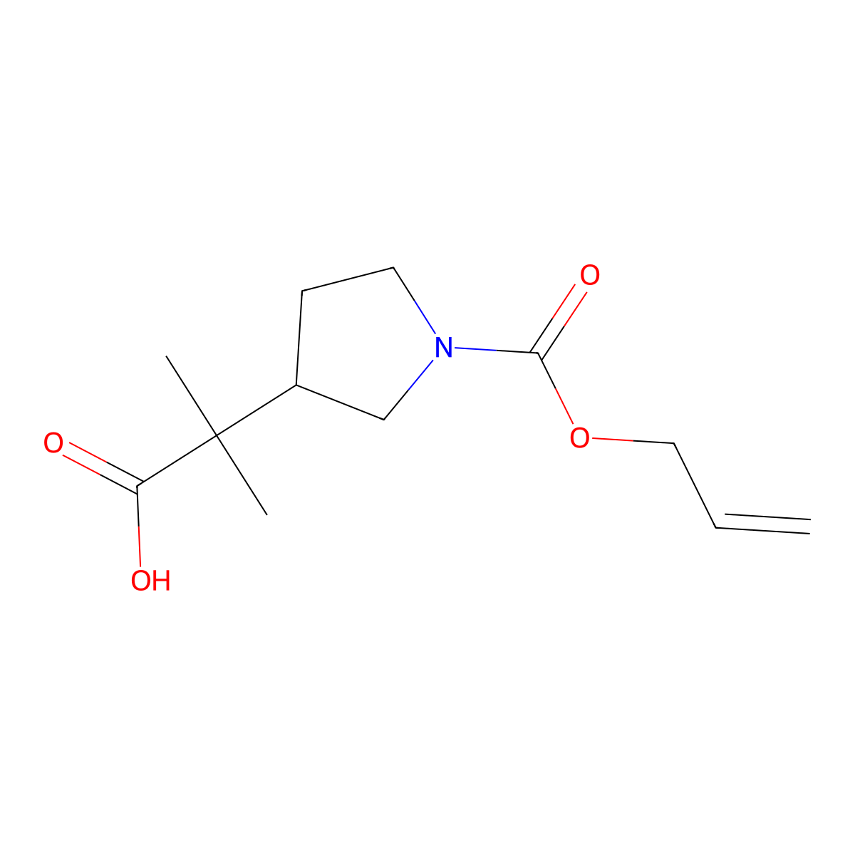 2-Methyl-2-{1-[(prop-2-en-1-yloxy)carbonyl]pyrrolidin-3-yl}propanoic acid molecular structure, CAS 2680694-76-0
