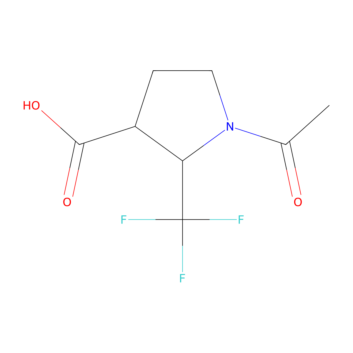 1-Acetyl-2-(trifluoromethyl)pyrrolidine-3-carboxylic acid molecular structure, CAS 2680694-79-3