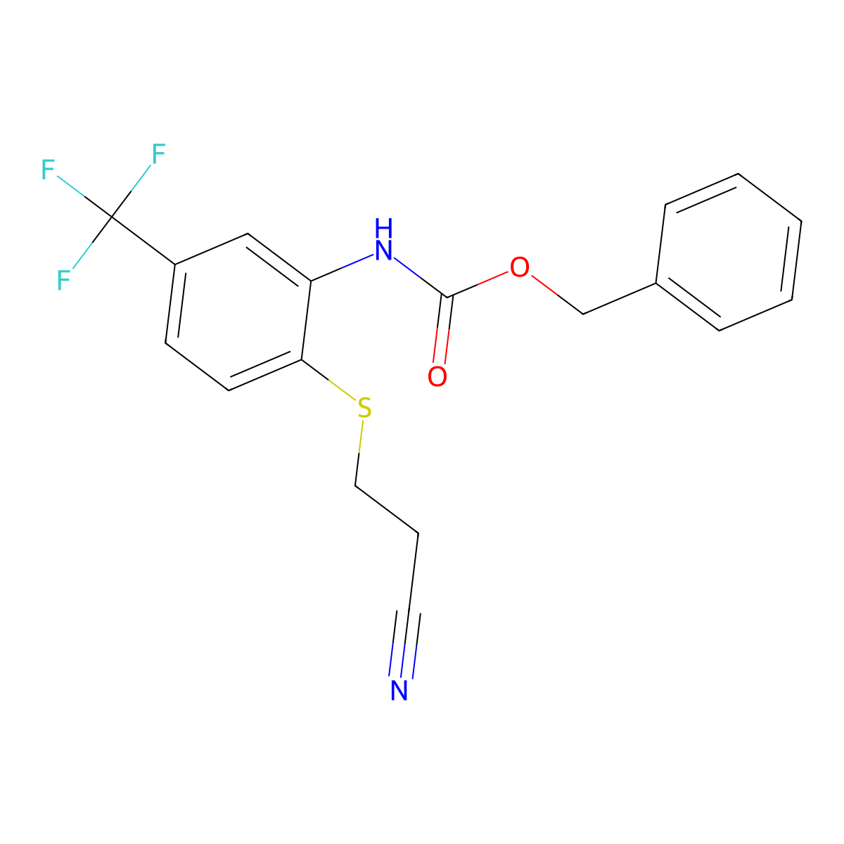 benzyl N-{2-[(2-cyanoethyl)sulfanyl]-5-(trifluoromethyl)phenyl}carbamate molecular structure, CAS 2680694-85-1