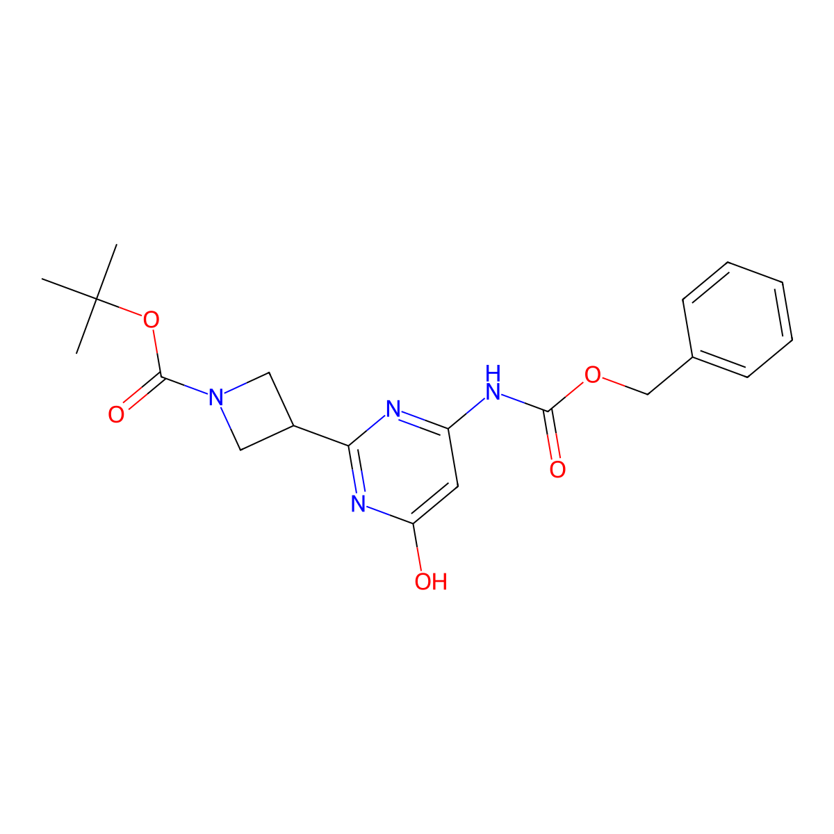 Tert-butyl 3-(4-{[(benzyloxy)carbonyl]amino}-6-hydroxypyrimidin-2-yl)azetidine-1-carboxylate molecular structure, CAS 2680694-88-4