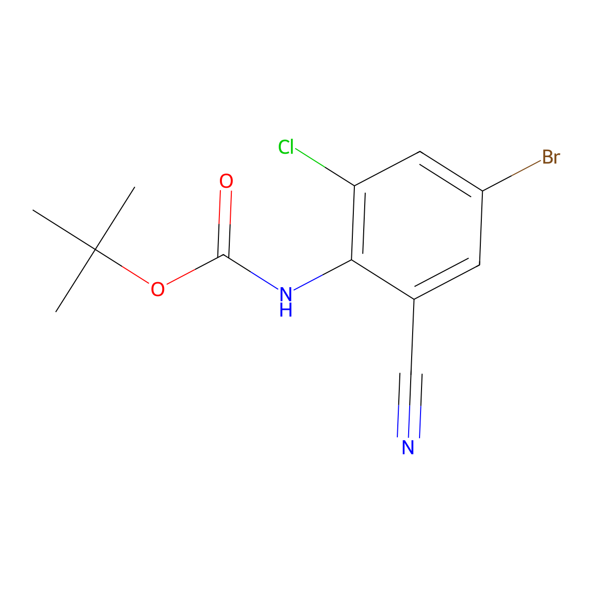 tert-butyl N-(4-bromo-2-chloro-6-cyanophenyl)carbamate molecular structure, CAS 2680694-92-0
