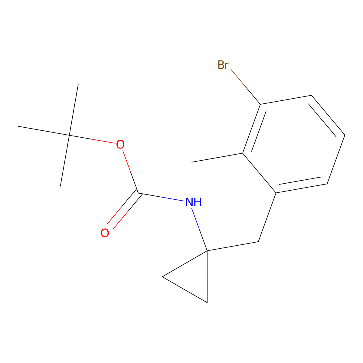 tert-butyl N-{1-[(3-bromo-2-methylphenyl)methyl]cyclopropyl}carbamate molecular structure, CAS 2680694-98-6