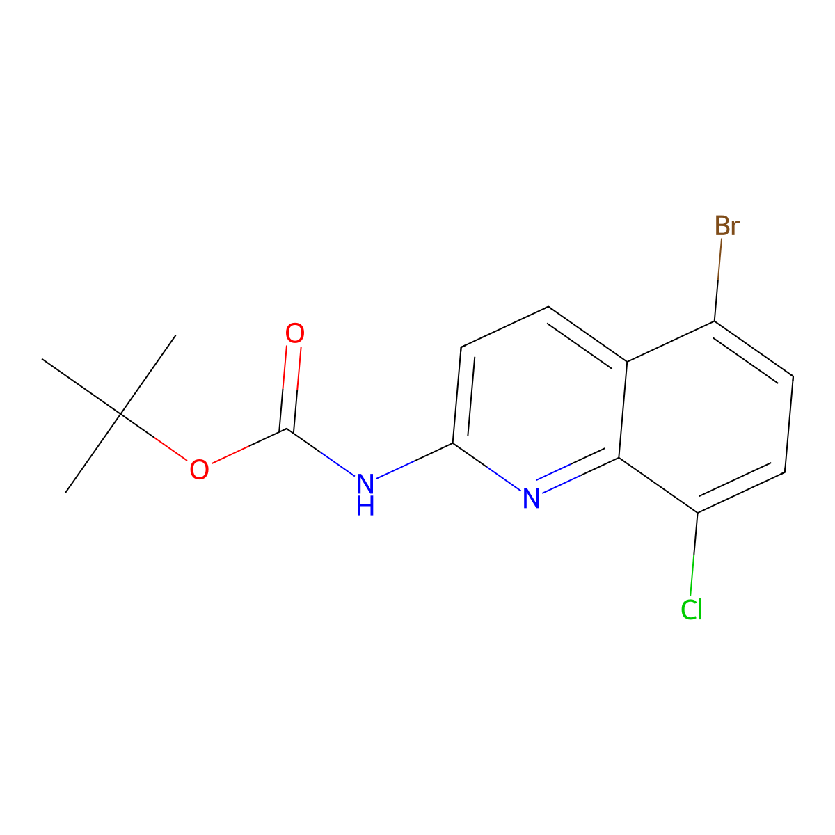 tert-butyl N-(5-bromo-8-chloroquinolin-2-yl)carbamate molecular structure, CAS 2680695-06-9