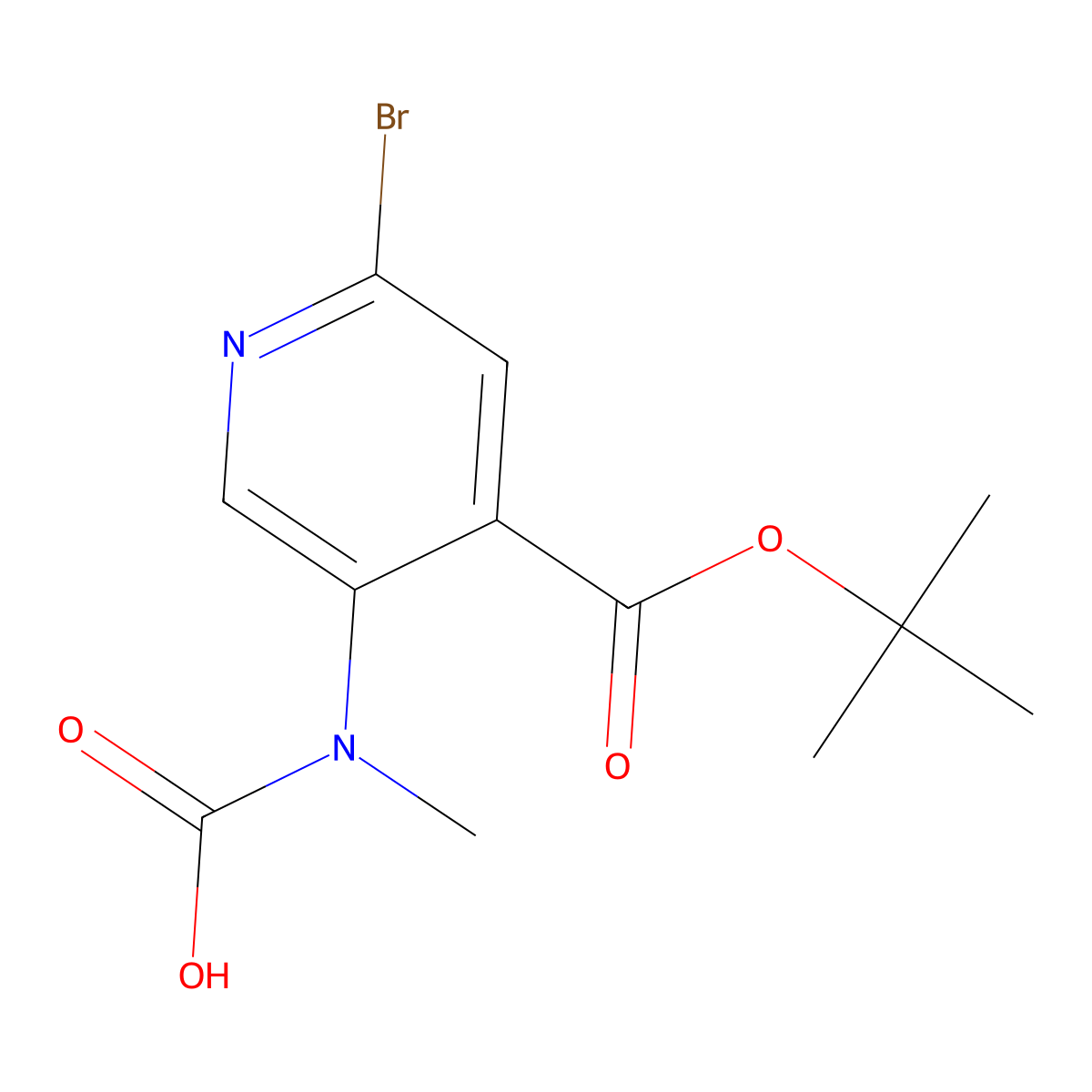 {6-Bromo-4-[(tert-butoxy)carbonyl]pyridin-3-yl}(methyl)carbamic acid molecular structure, CAS 2680695-08-1