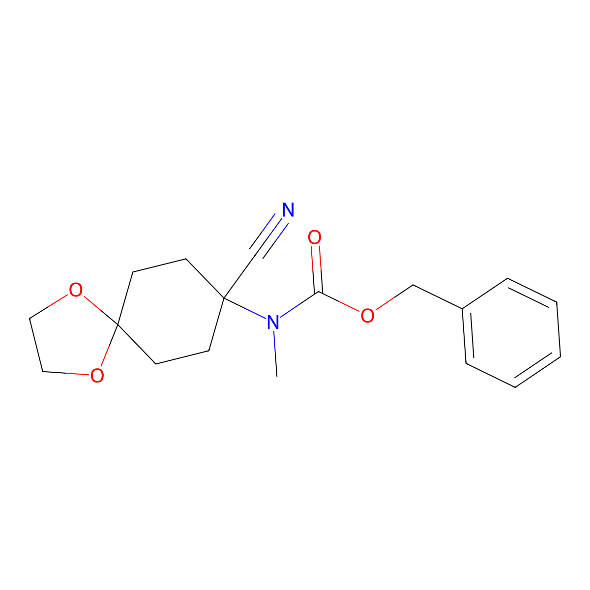 benzyl N-{8-cyano-1,4-dioxaspiro[4.5]decan-8-yl}-N-methylcarbamate molecular structure, CAS 2680695-11-6