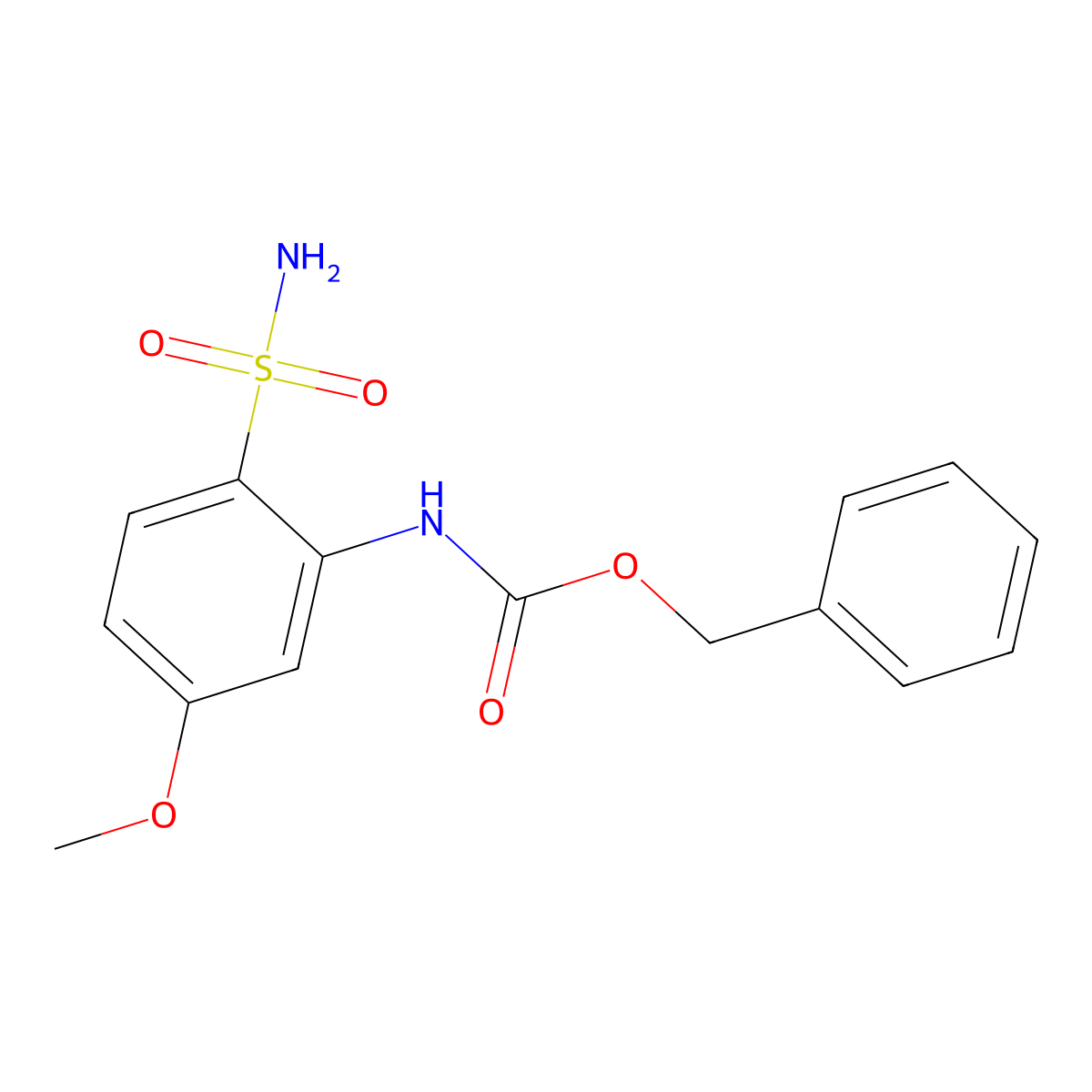 benzyl N-(5-methoxy-2-sulfamoylphenyl)carbamate molecular structure, CAS 2680695-16-1