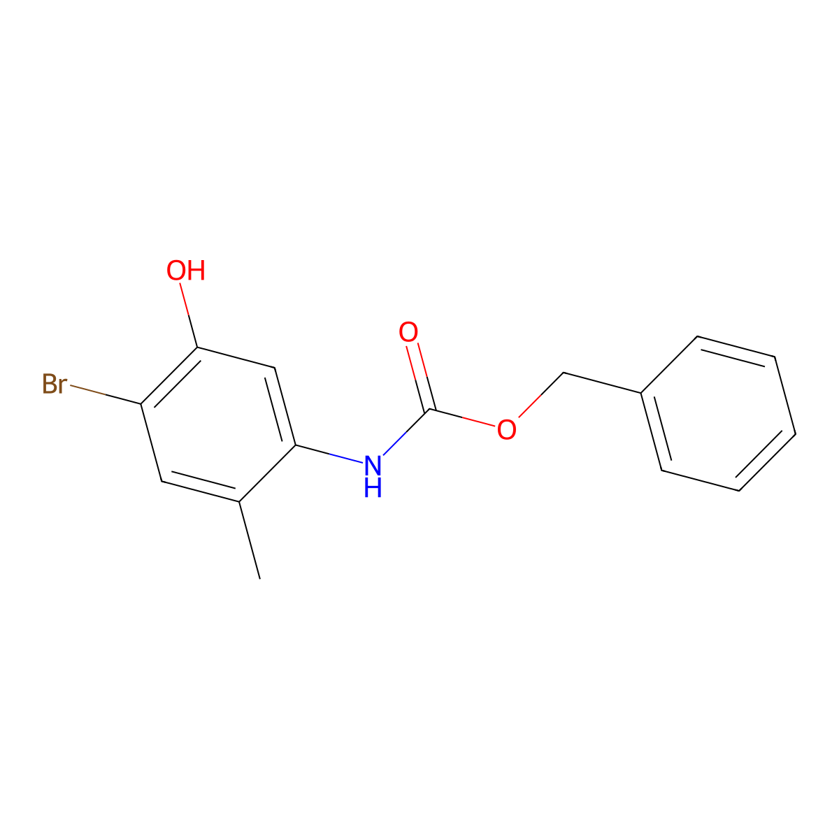 benzyl N-(4-bromo-5-hydroxy-2-methylphenyl)carbamate molecular structure, CAS 2680695-17-2