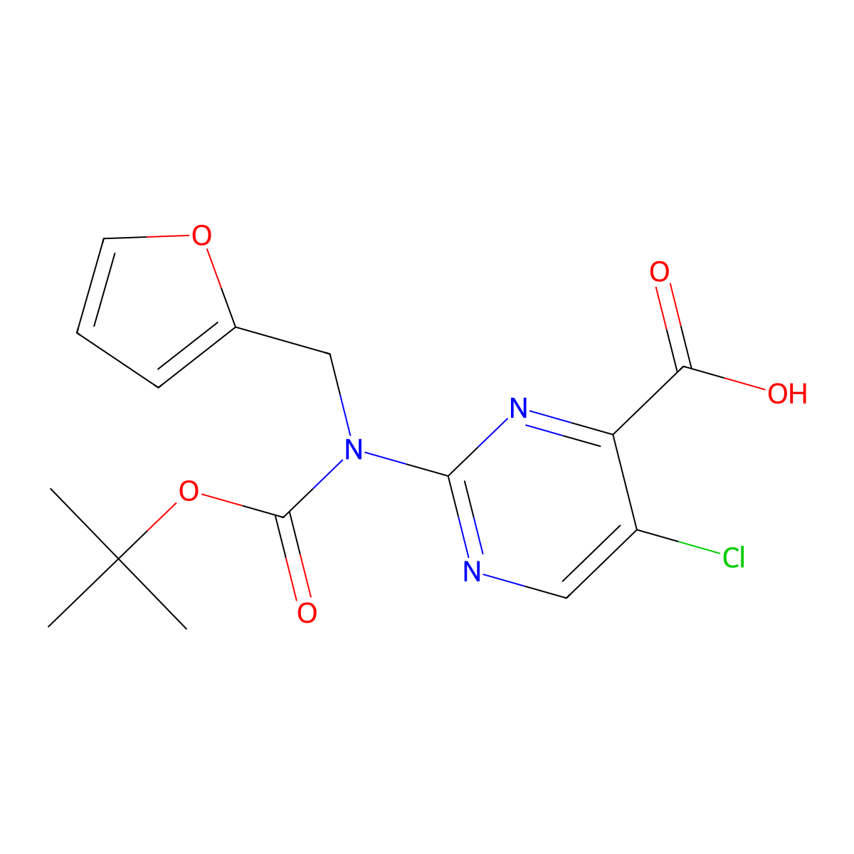 2-{[(Tert-butoxy)carbonyl][(furan-2-yl)methyl]amino}-5-chloropyrimidine-4-carboxylic acid molecular structure, CAS 2680695-25-2