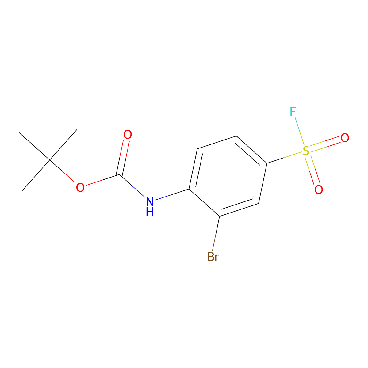 tert-butyl N-[2-bromo-4-(fluorosulfonyl)phenyl]carbamate molecular structure, CAS 2680695-28-5