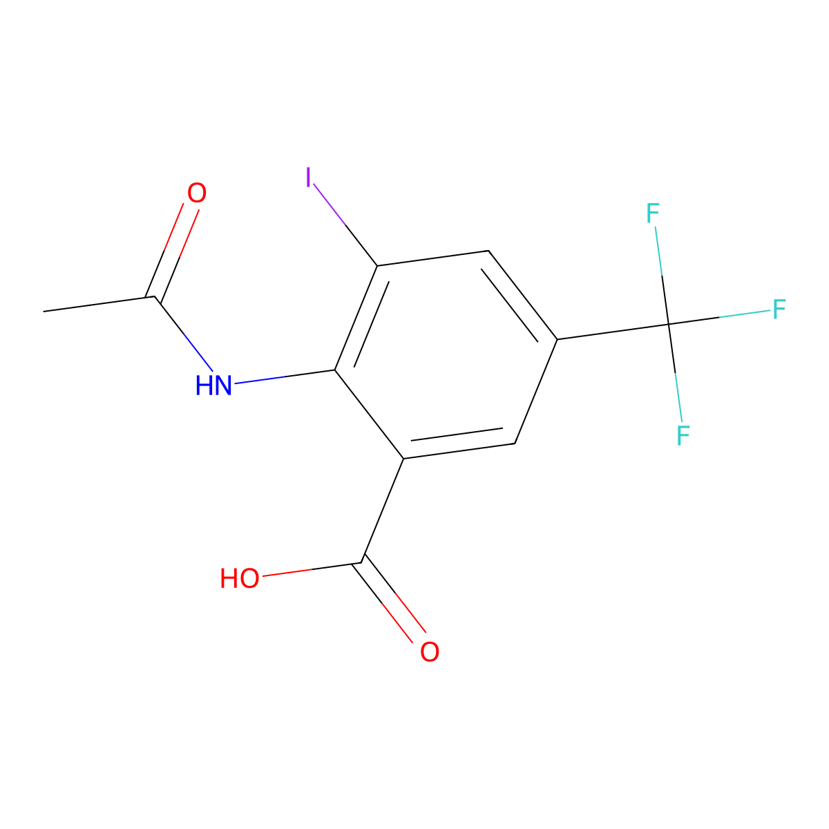 2-Acetamido-3-iodo-5-(trifluoromethyl)benzoic acid molecular structure, CAS 2680695-34-3