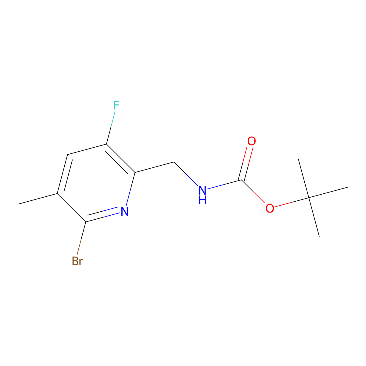 tert-butyl N-[(6-bromo-3-fluoro-5-methylpyridin-2-yl)methyl]carbamate molecular structure, CAS 2680695-35-4