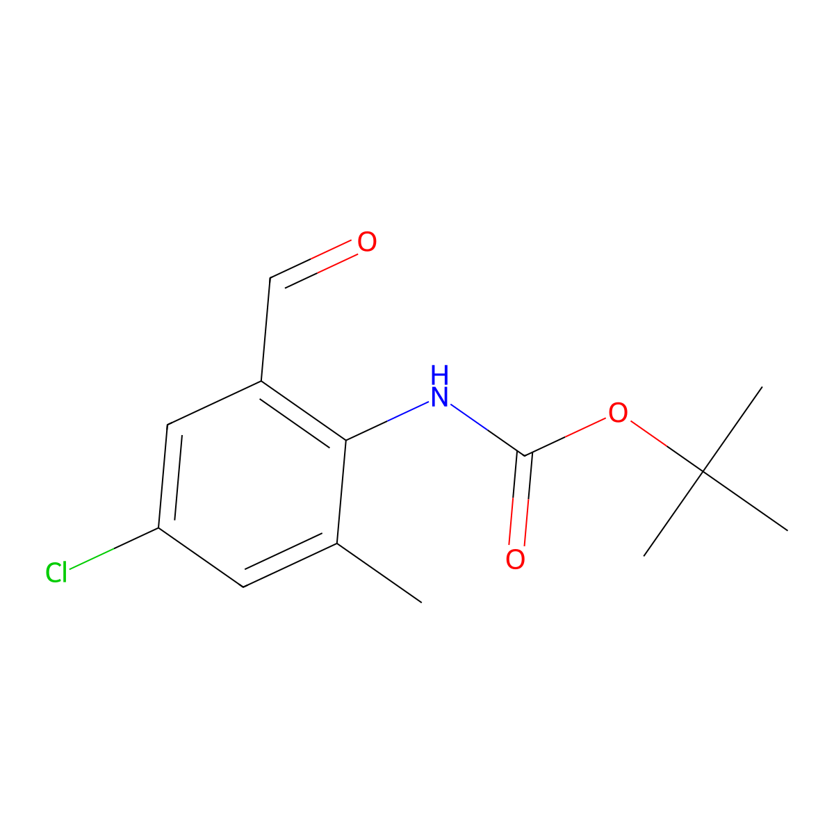 tert-butyl N-(4-chloro-2-formyl-6-methylphenyl)carbamate molecular structure, CAS 2680695-40-1