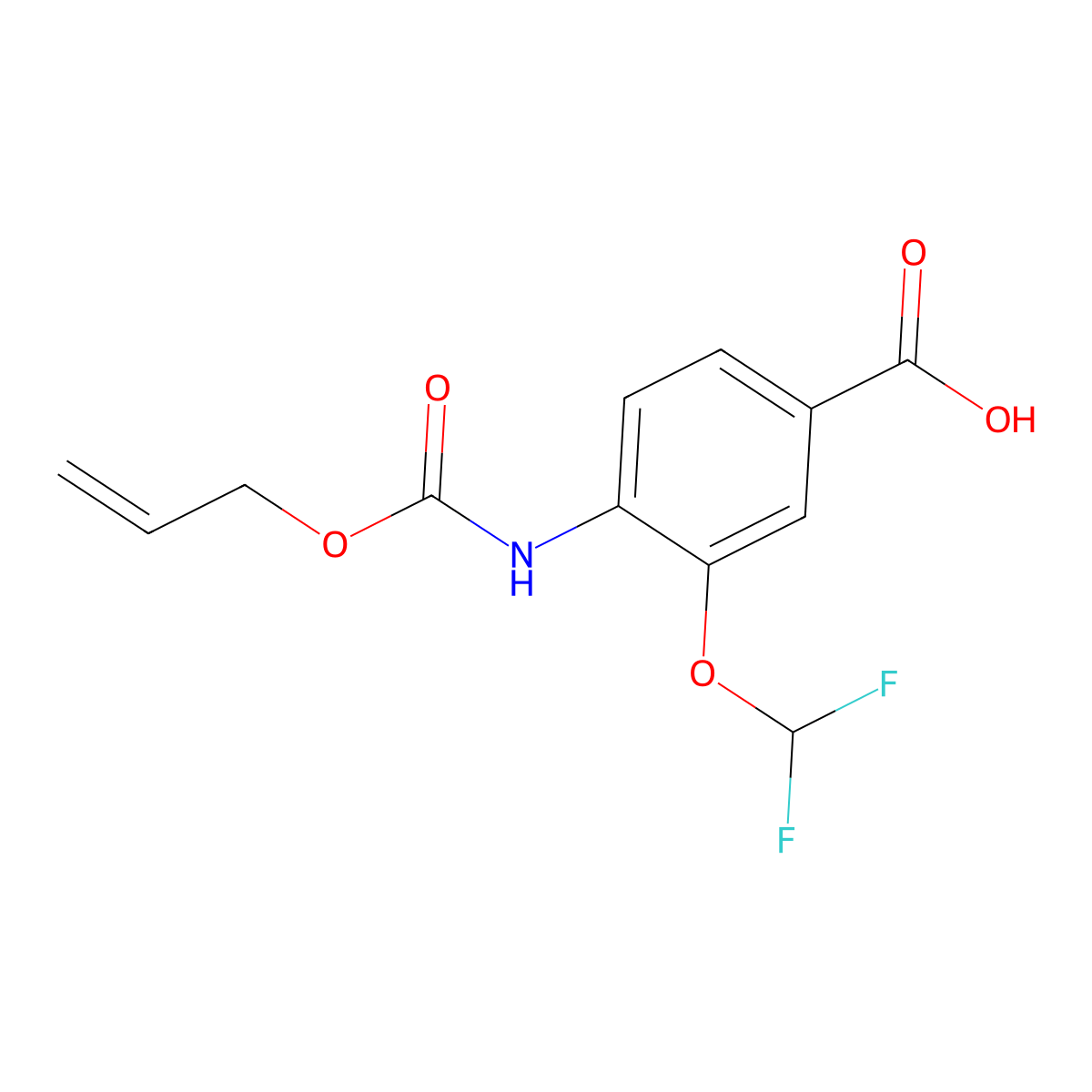 3-(Difluoromethoxy)-4-{[(prop-2-en-1-yloxy)carbonyl]amino}benzoic acid molecular structure, CAS 2680695-50-3