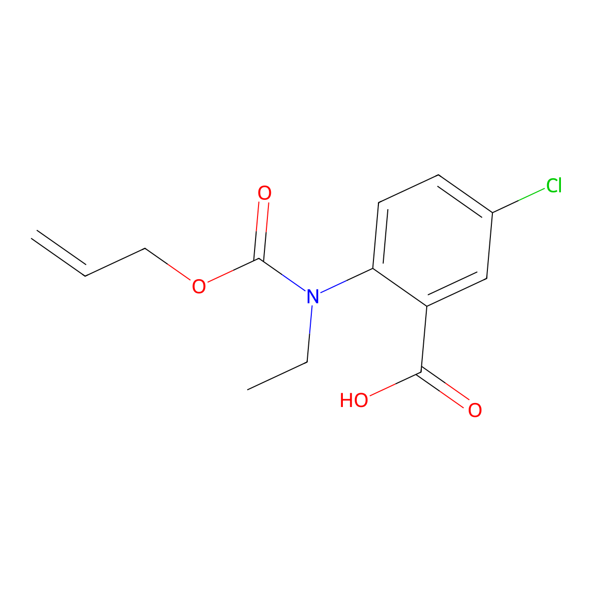 5-Chloro-2-{ethyl[(prop-2-en-1-yloxy)carbonyl]amino}benzoic acid molecular structure, CAS 2680695-56-9