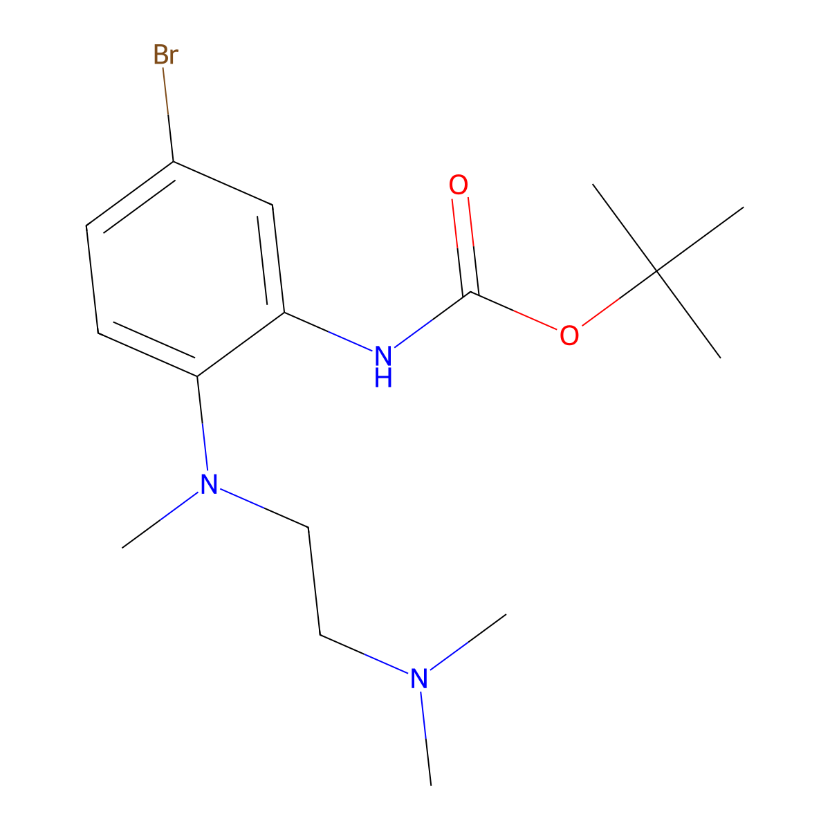 tert-butyl N-(5-bromo-2-{[2-(dimethylamino)ethyl](methyl)amino}phenyl)carbamate molecular structure, CAS 2680695-57-0