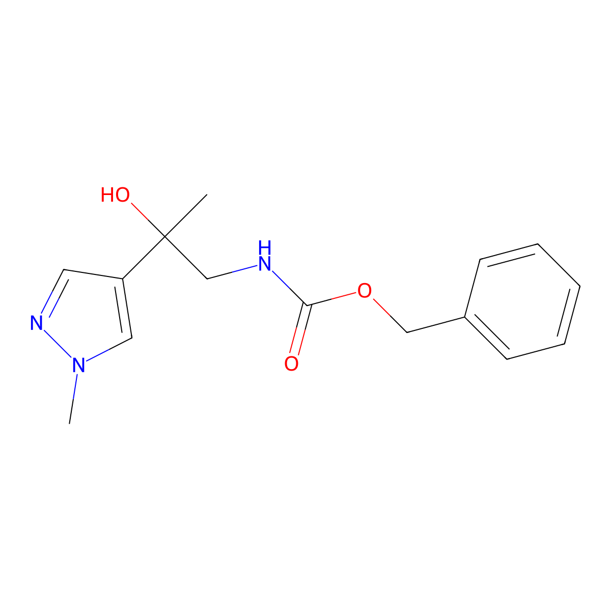 benzyl N-[2-hydroxy-2-(1-methyl-1H-pyrazol-4-yl)propyl]carbamate molecular structure, CAS 2680695-59-2