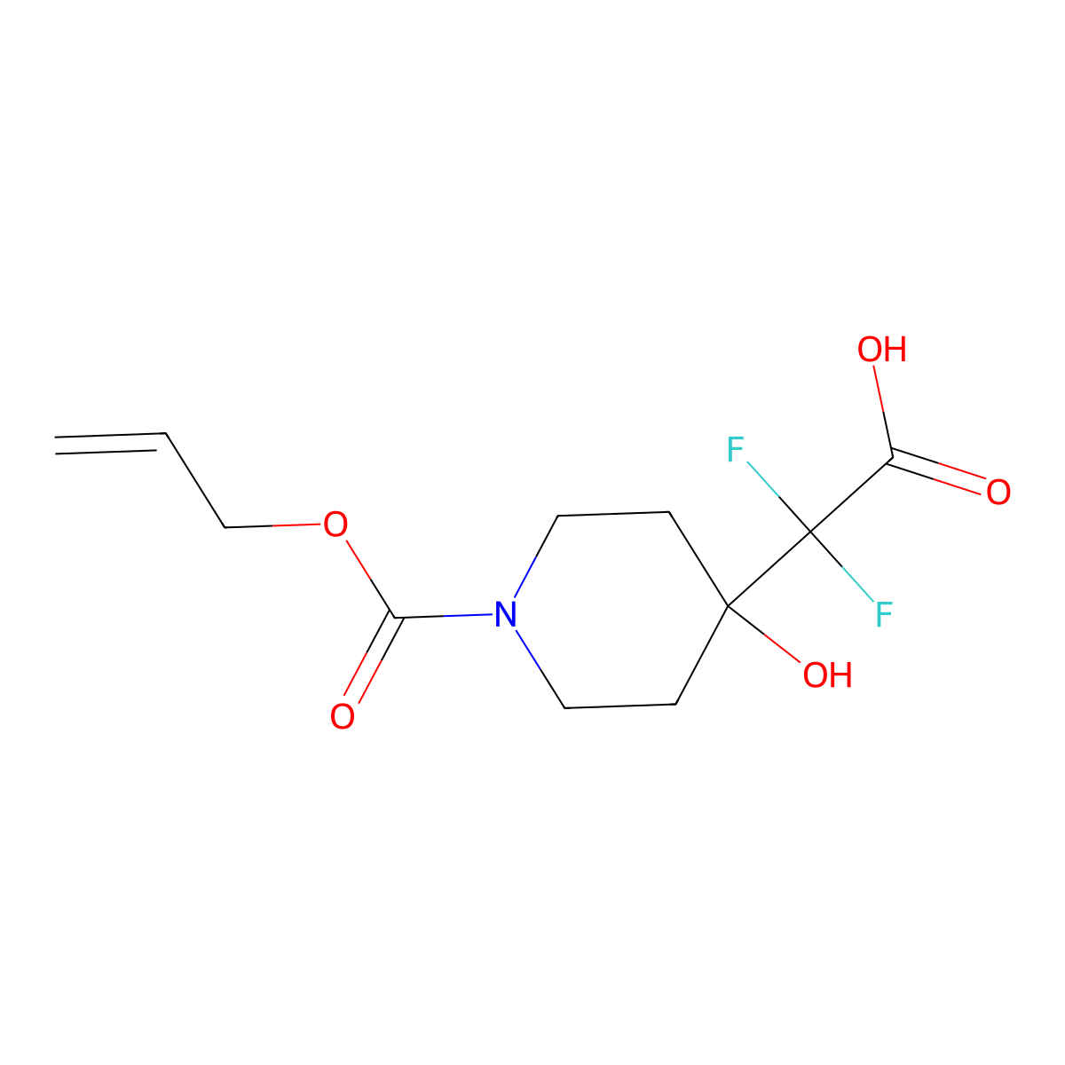 2,2-Difluoro-2-{4-hydroxy-1-[(prop-2-en-1-yloxy)carbonyl]piperidin-4-yl}acetic acid molecular structure, CAS 2680695-62-7