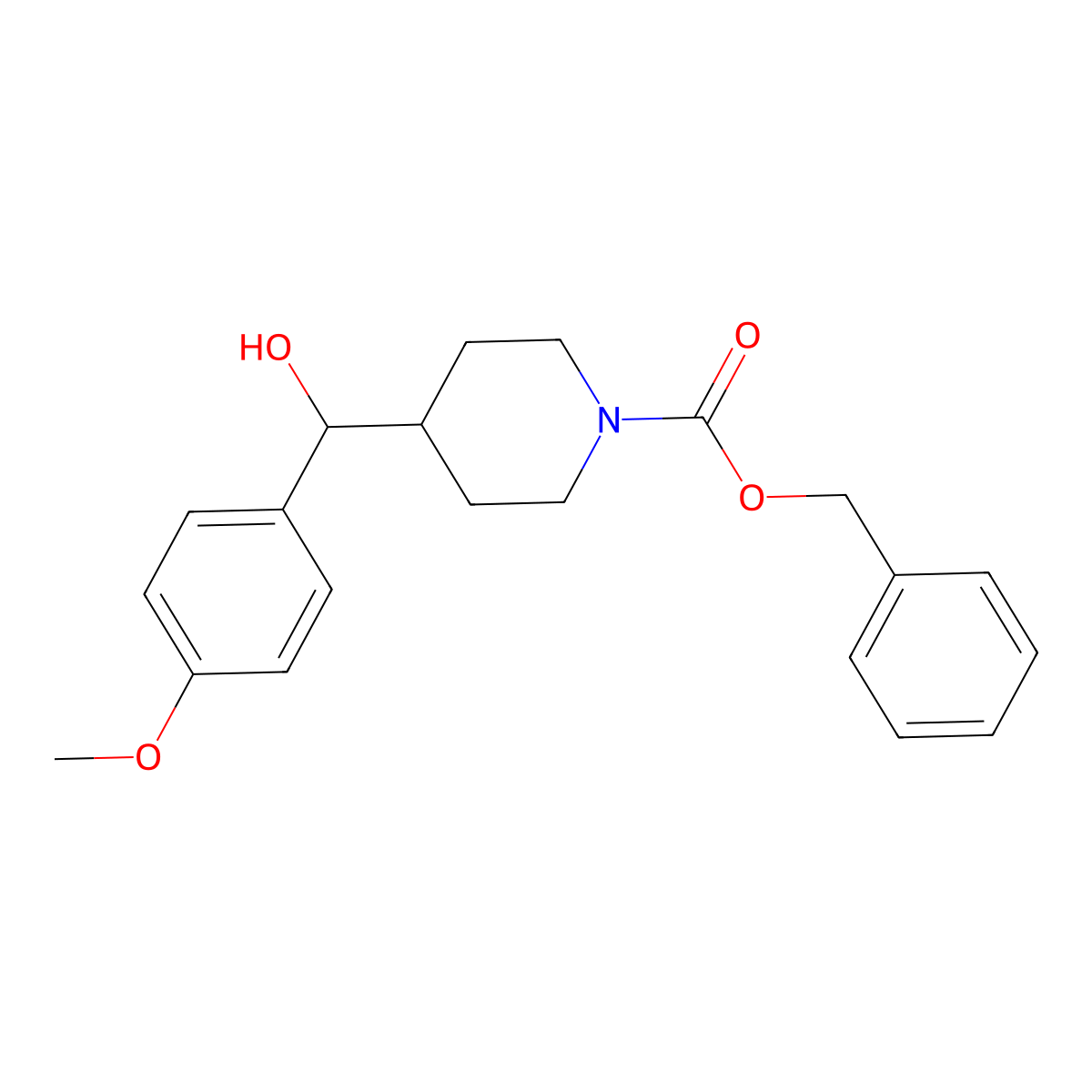 Benzyl 4-[hydroxy(4-methoxyphenyl)methyl]piperidine-1-carboxylate molecular structure, CAS 2680695-68-3
