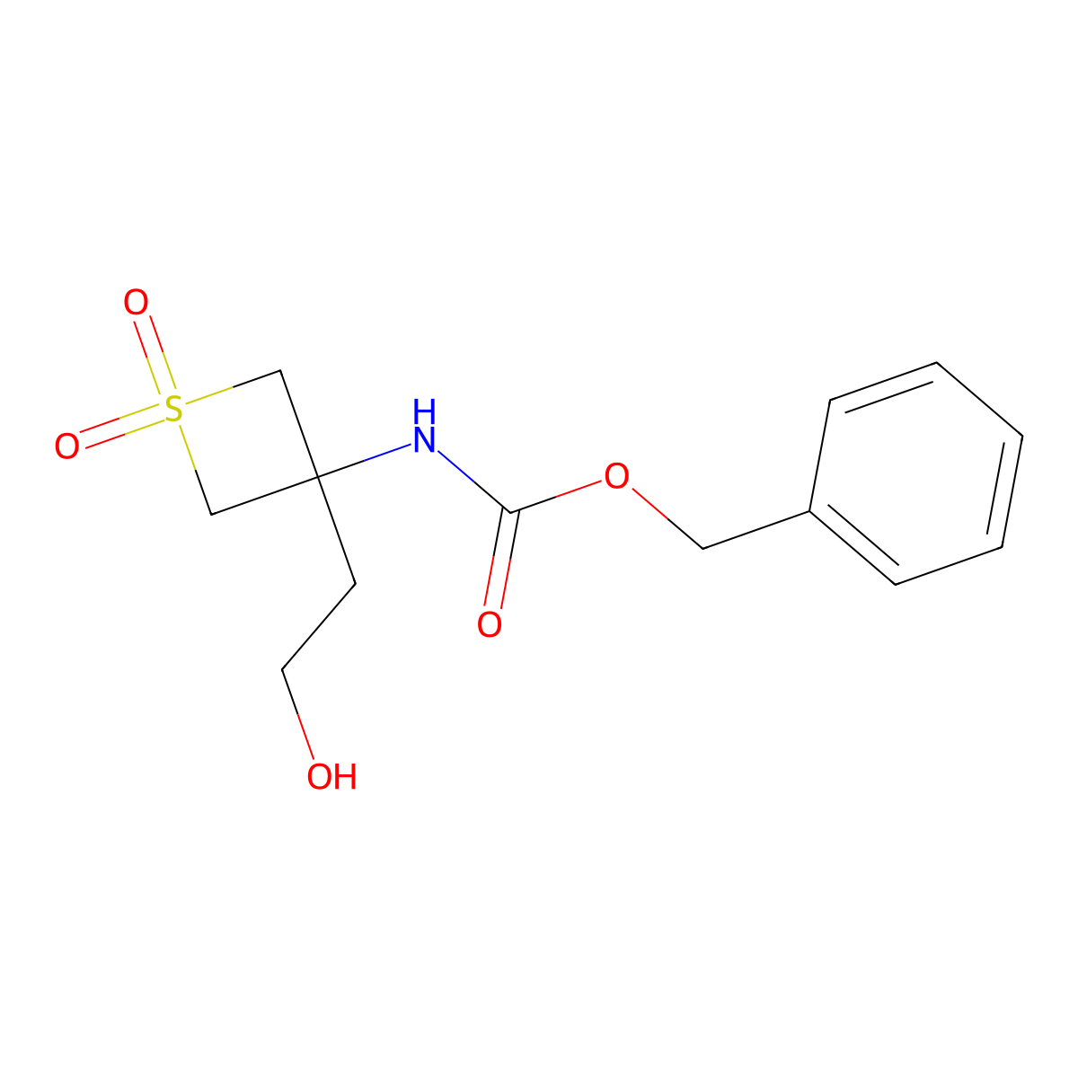 benzyl N-[3-(2-hydroxyethyl)-1,1-dioxo-1lambda6-thietan-3-yl]carbamate molecular structure, CAS 2680695-69-4