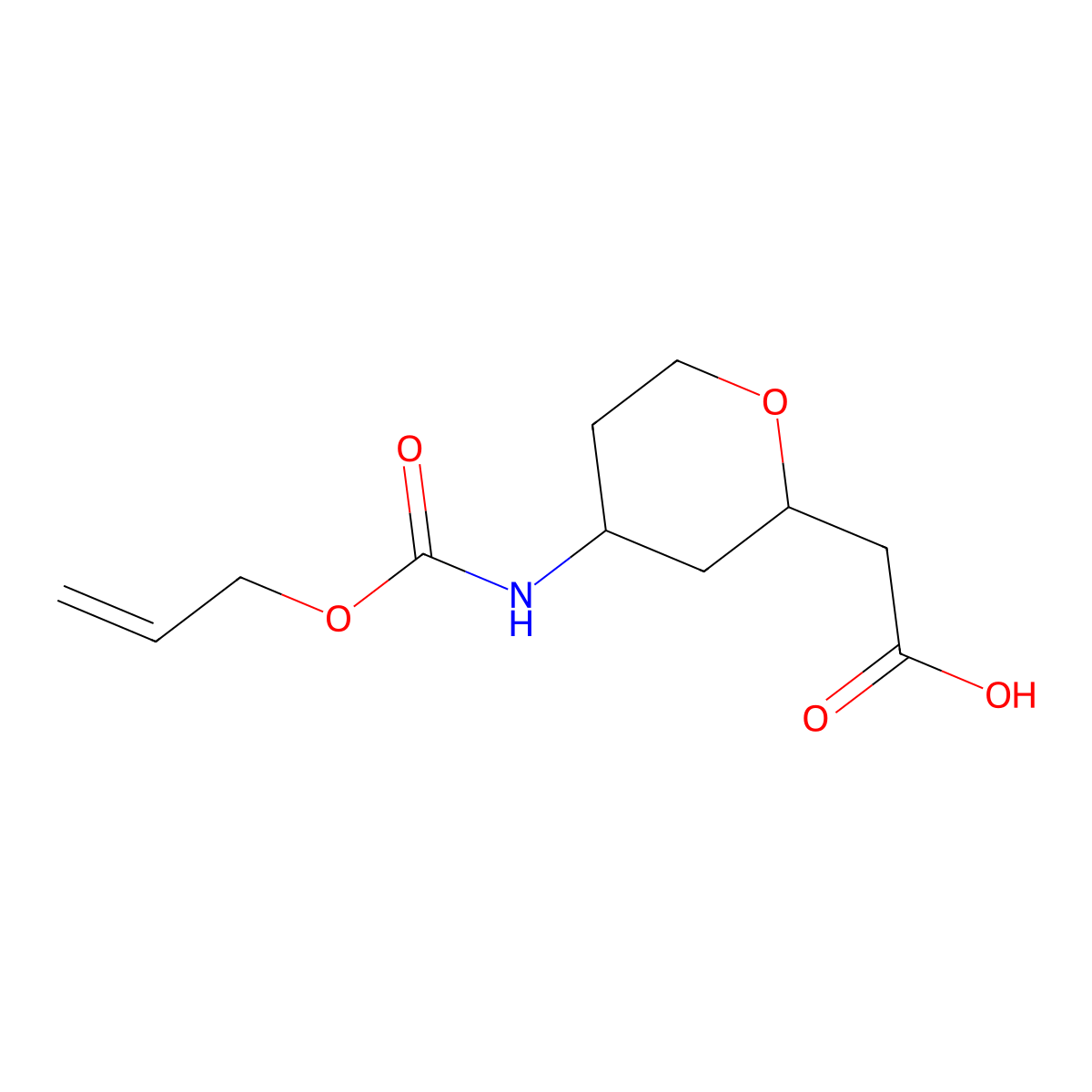 2-(4-{[(Prop-2-en-1-yloxy)carbonyl]amino}oxan-2-yl)acetic acid molecular structure, CAS 2680695-83-2