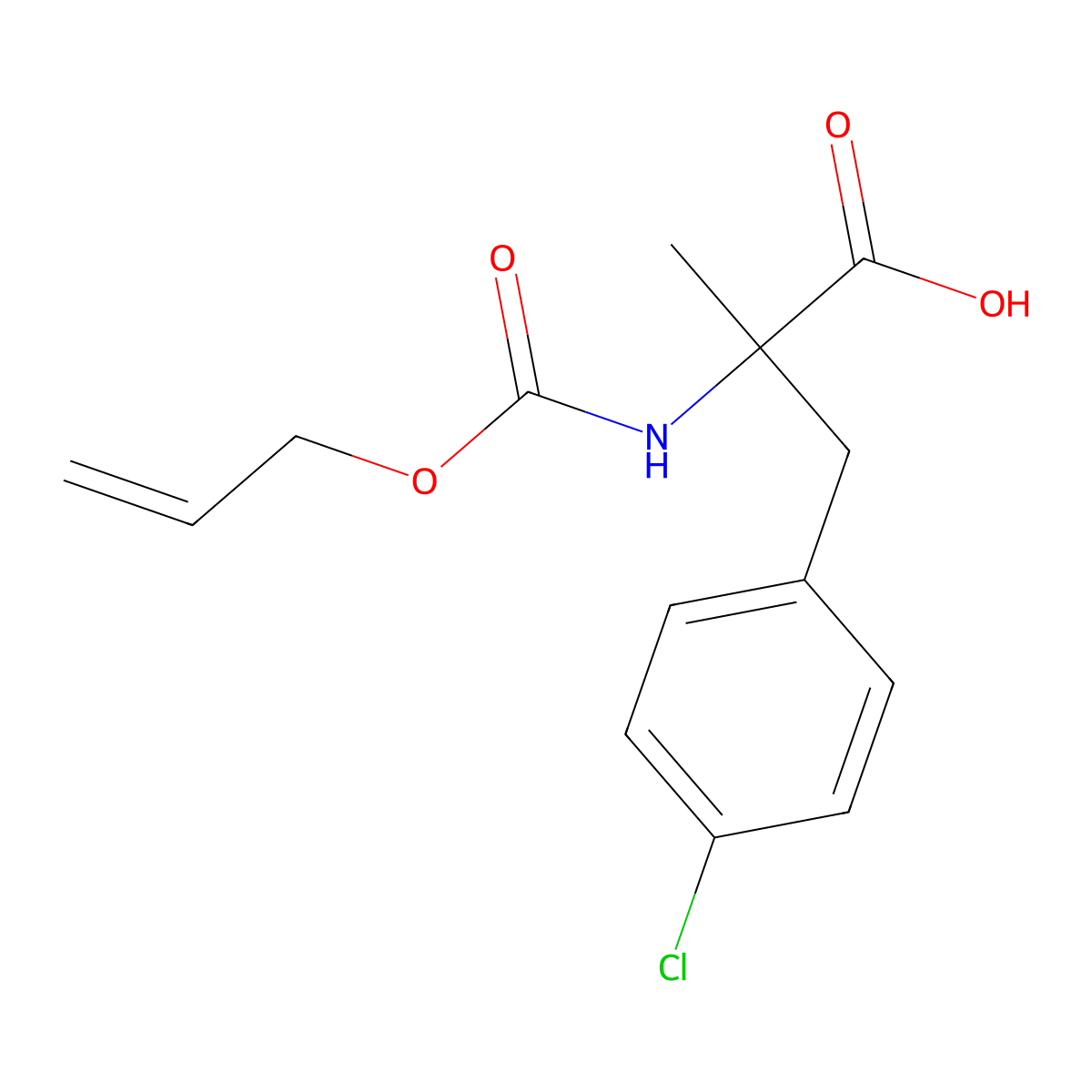 3-(4-Chlorophenyl)-2-methyl-2-{[(prop-2-en-1-yloxy)carbonyl]amino}propanoic acid molecular structure, CAS 2680695-87-6
