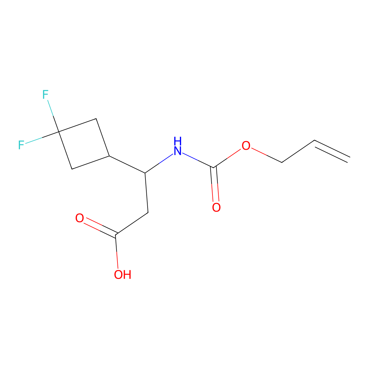 3-(3,3-Difluorocyclobutyl)-3-{[(prop-2-en-1-yloxy)carbonyl]amino}propanoic acid molecular structure, CAS 2680695-88-7