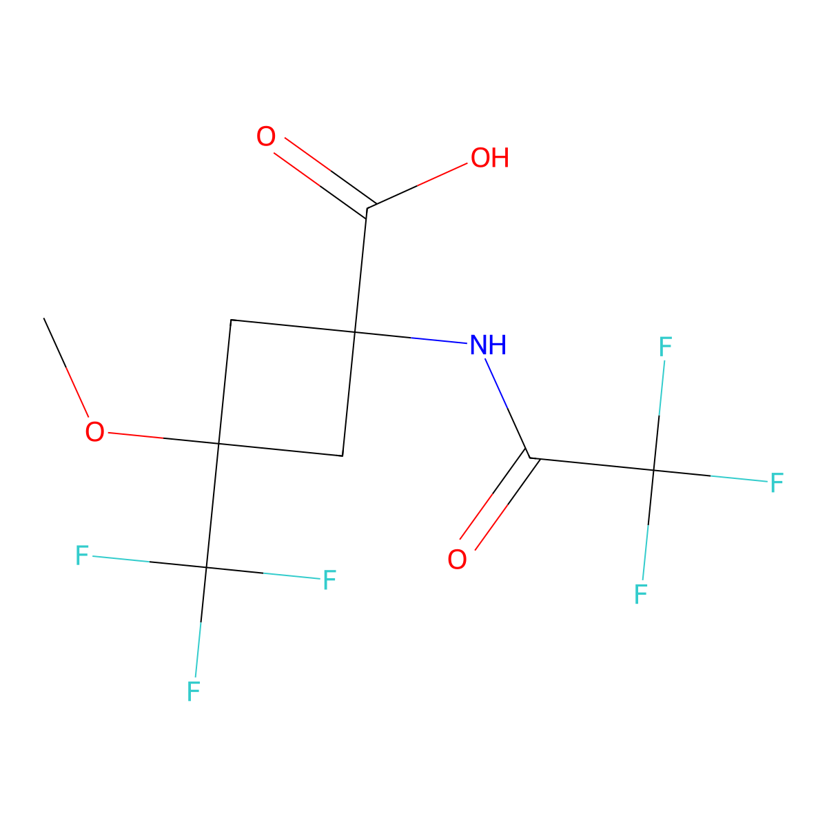 3-Methoxy-1-(2,2,2-trifluoroacetamido)-3-(trifluoromethyl)cyclobutane-1-carboxylic acid molecular structure, CAS 2680695-93-4
