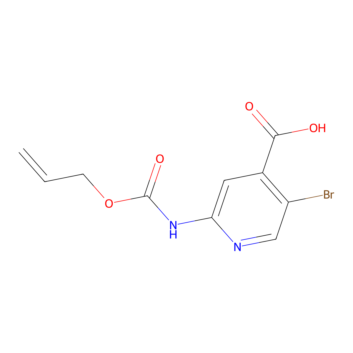 5-Bromo-2-{[(prop-2-en-1-yloxy)carbonyl]amino}pyridine-4-carboxylic acid molecular structure, CAS 2680696-01-7