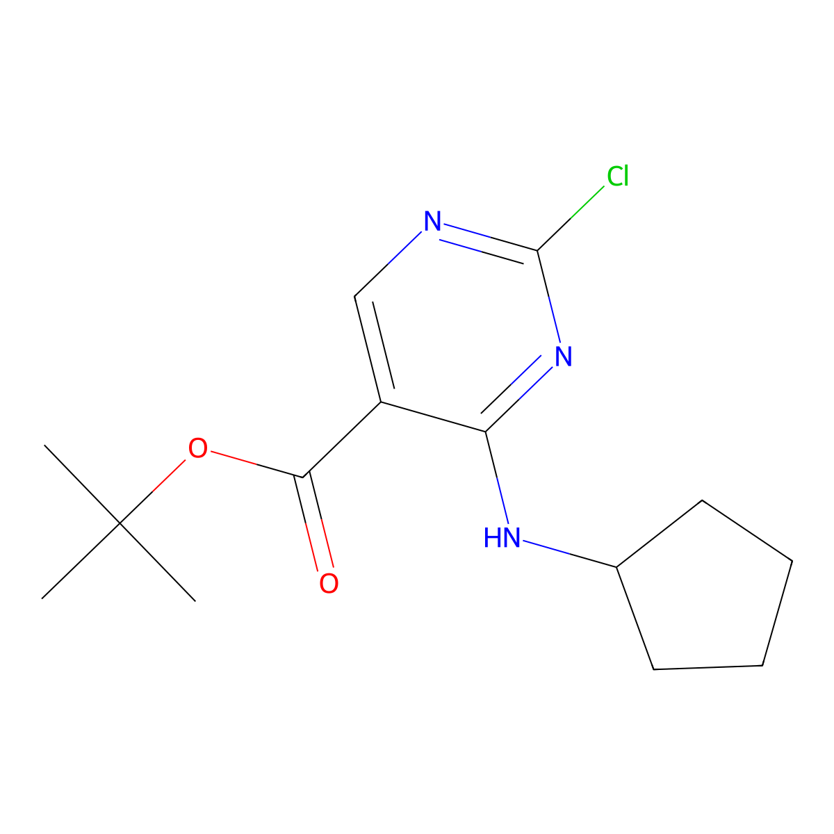 Tert-butyl 2-chloro-4-(cyclopentylamino)pyrimidine-5-carboxylate molecular structure, CAS 2680696-07-3