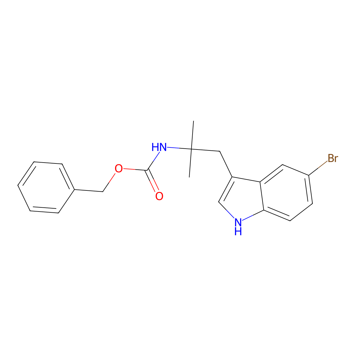 benzyl N-[1-(5-bromo-1H-indol-3-yl)-2-methylpropan-2-yl]carbamate molecular structure, CAS 2680696-10-8