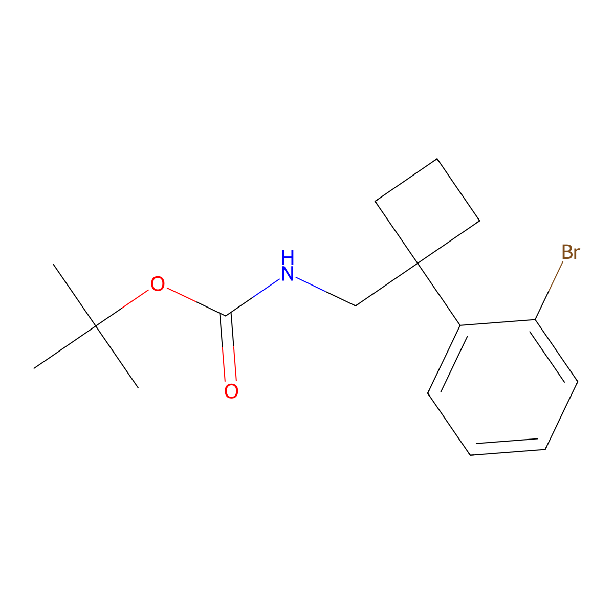 tert-butyl N-{[1-(2-bromophenyl)cyclobutyl]methyl}carbamate molecular structure, CAS 2680696-12-0