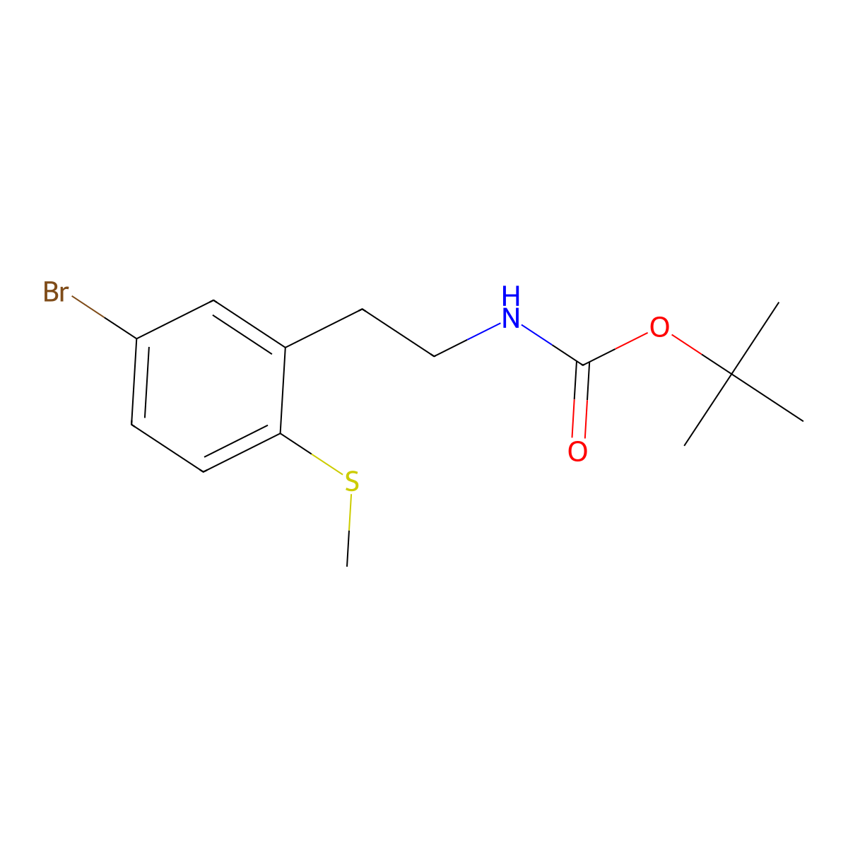 tert-butyl N-{2-[5-bromo-2-(methylsulfanyl)phenyl]ethyl}carbamate molecular structure, CAS 2680696-14-2