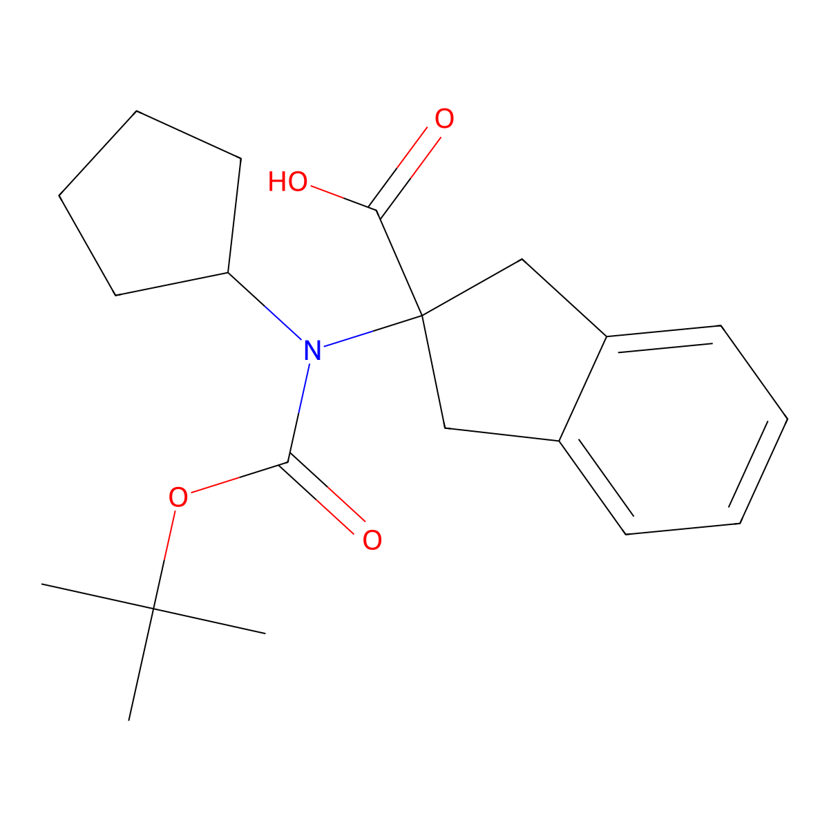 2-{[(tert-butoxy)carbonyl](cyclopentyl)amino}-2,3-dihydro-1H-indene-2-carboxylic acid molecular structure, CAS 2680696-19-7