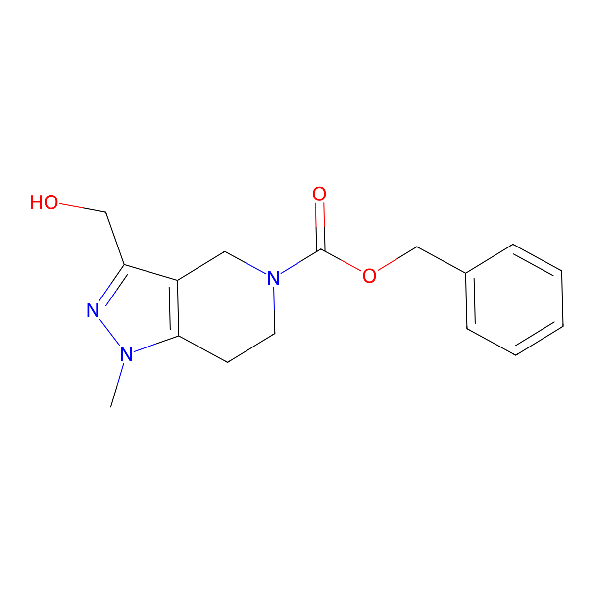 benzyl 3-(hydroxymethyl)-1-methyl-1H,4H,5H,6H,7H-pyrazolo[4,3-c]pyridine-5-carboxylate molecular structure, CAS 2680696-28-8
