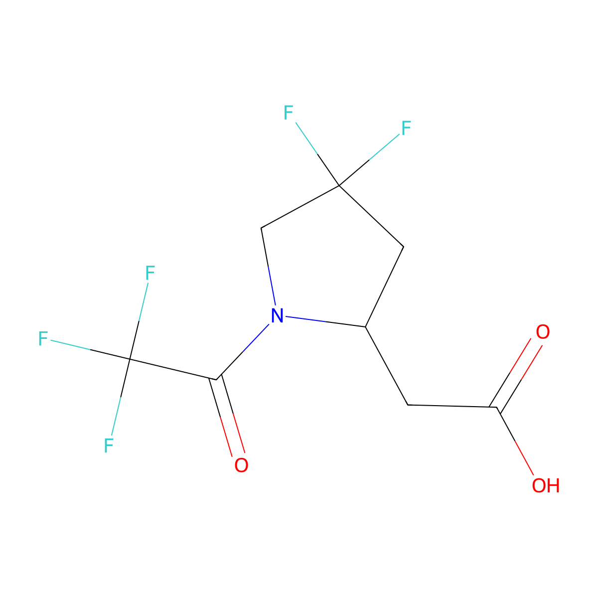 2-[4,4-Difluoro-1-(2,2,2-trifluoroacetyl)pyrrolidin-2-yl]acetic acid molecular structure, CAS 2680696-31-3