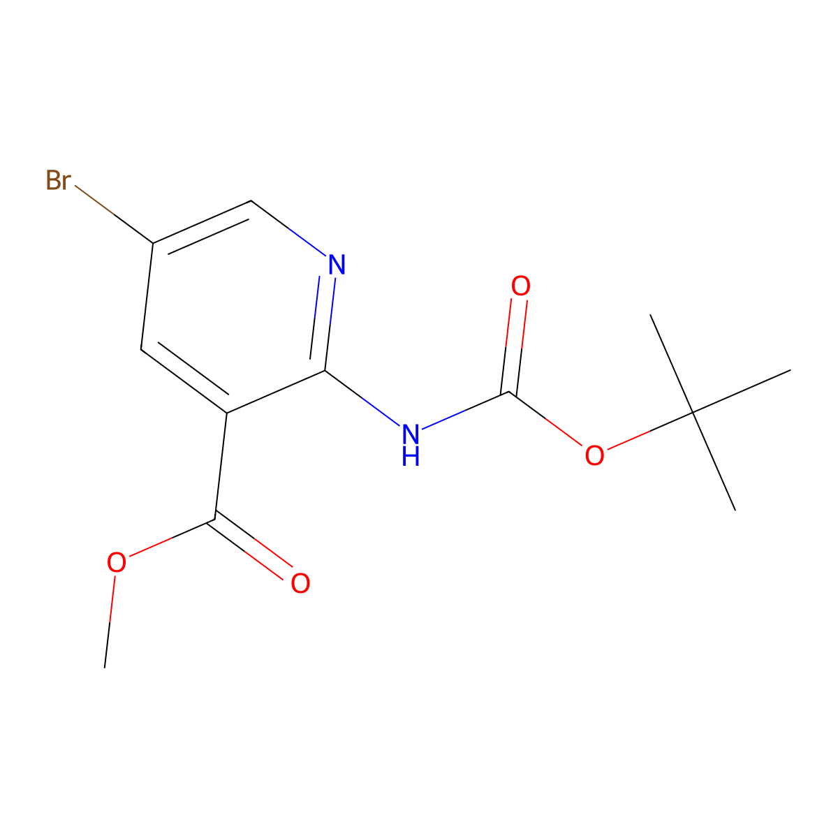 Methyl 5-bromo-2-{[(tert-butoxy)carbonyl]amino}pyridine-3-carboxylate molecular structure, CAS 2680696-36-8