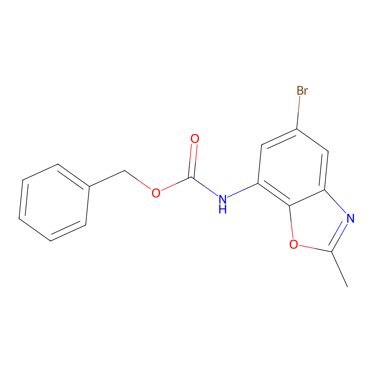 benzyl N-(5-bromo-2-methyl-1,3-benzoxazol-7-yl)carbamate molecular structure, CAS 2680696-43-7