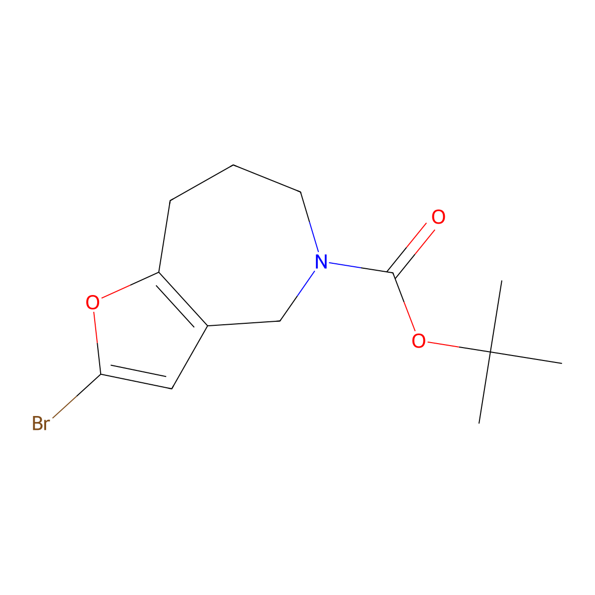 tert-butyl 2-bromo-4H,5H,6H,7H,8H-furo[3,2-c]azepine-5-carboxylate molecular structure, CAS 2680696-48-2
