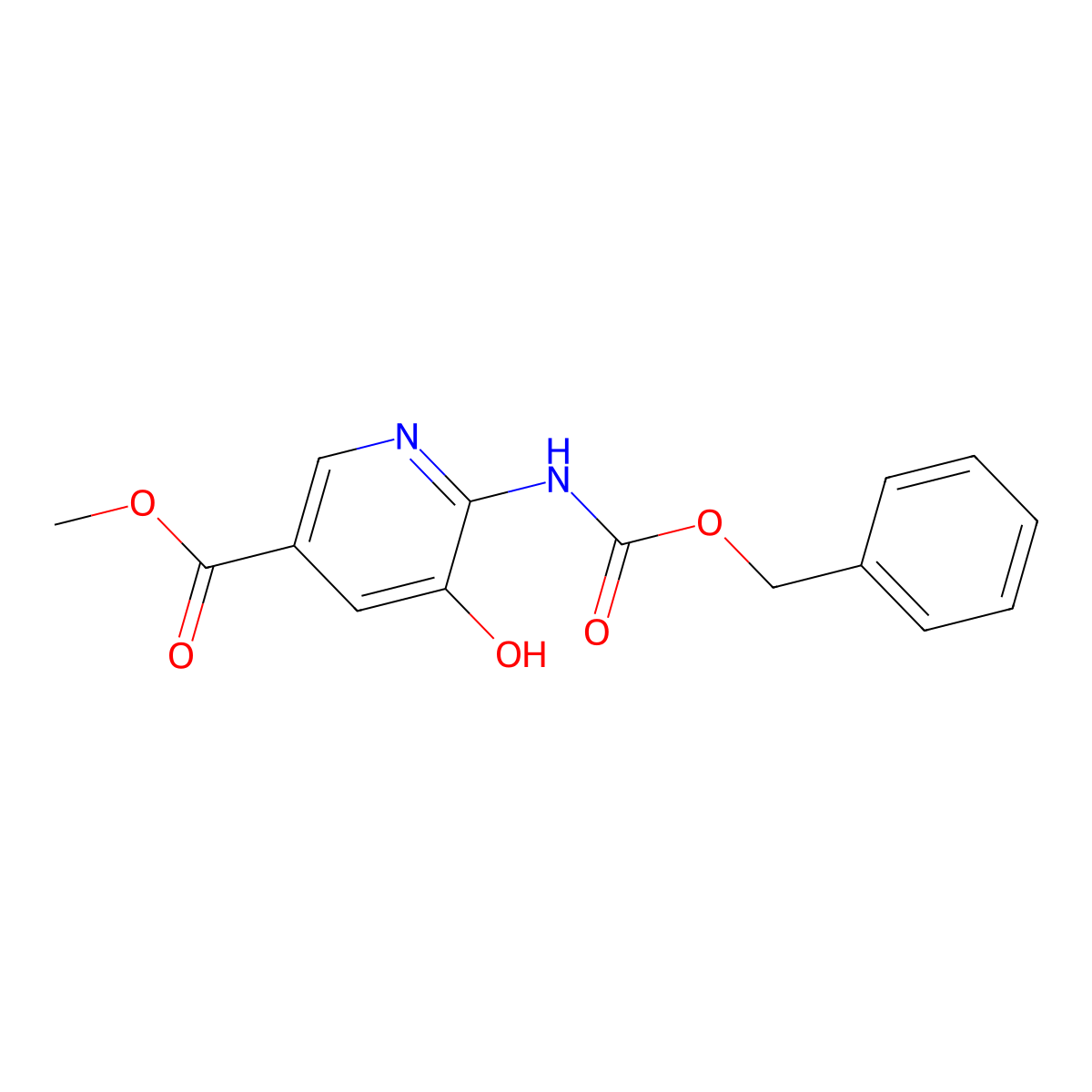 Methyl 6-{[(benzyloxy)carbonyl]amino}-5-hydroxypyridine-3-carboxylate molecular structure, CAS 2680696-53-9
