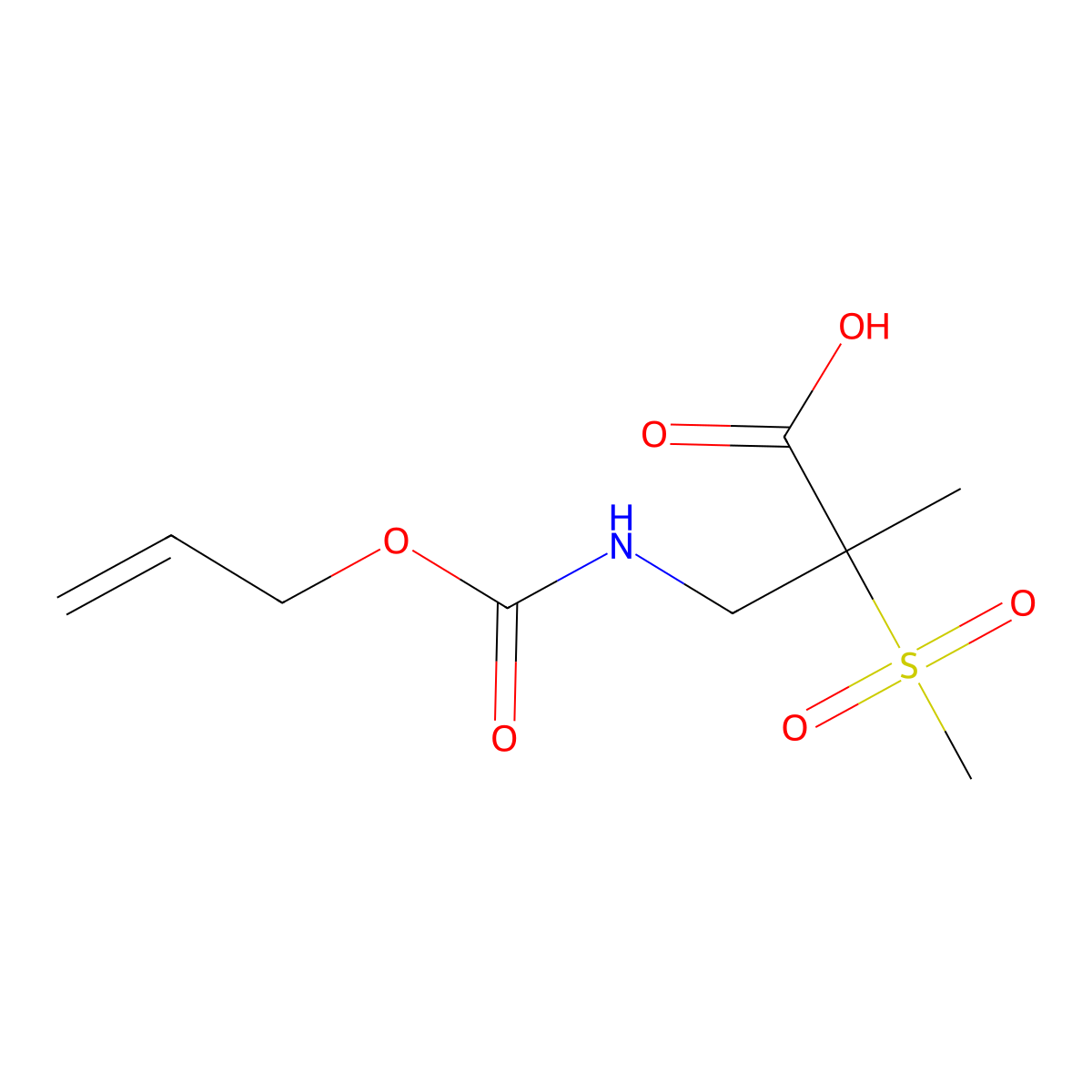 2-Methanesulfonyl-2-methyl-3-{[(prop-2-en-1-yloxy)carbonyl]amino}propanoic acid molecular structure, CAS 2680696-57-3