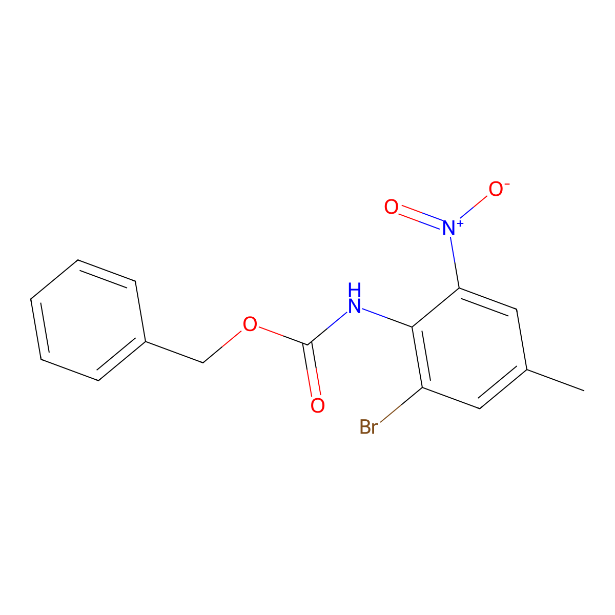 benzyl N-(2-bromo-4-methyl-6-nitrophenyl)carbamate molecular structure, CAS 2680696-66-4