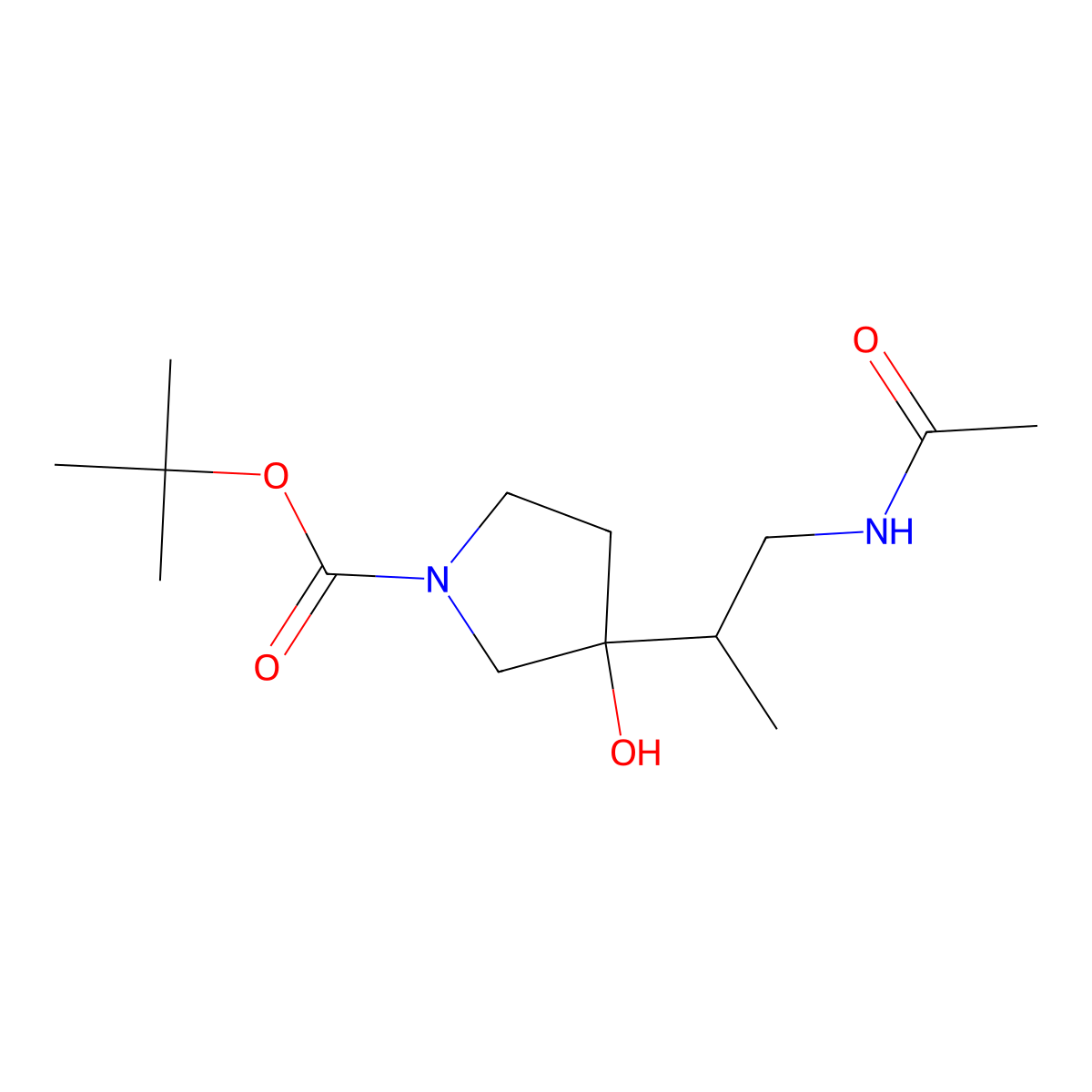 Tert-butyl 3-(1-acetamidopropan-2-yl)-3-hydroxypyrrolidine-1-carboxylate molecular structure, CAS 2680696-67-5