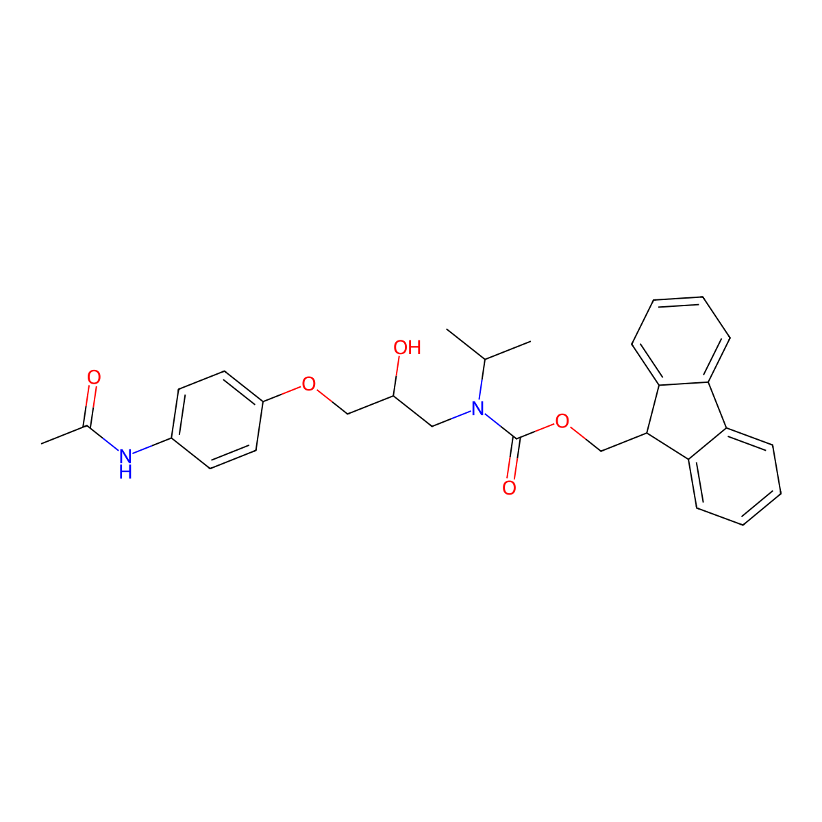 (9H-fluoren-9-yl)methyl N-[3-(4-acetamidophenoxy)-2-hydroxypropyl]-N-(propan-2-yl)carbamate molecular structure, CAS 2680696-70-0
