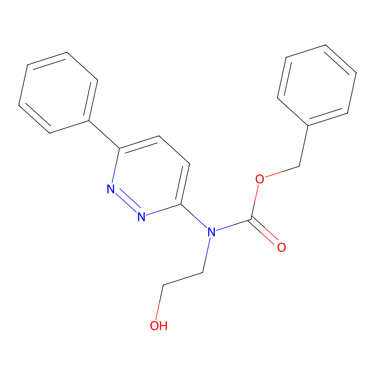 benzyl N-(2-hydroxyethyl)-N-(6-phenylpyridazin-3-yl)carbamate molecular structure, CAS 2680696-71-1