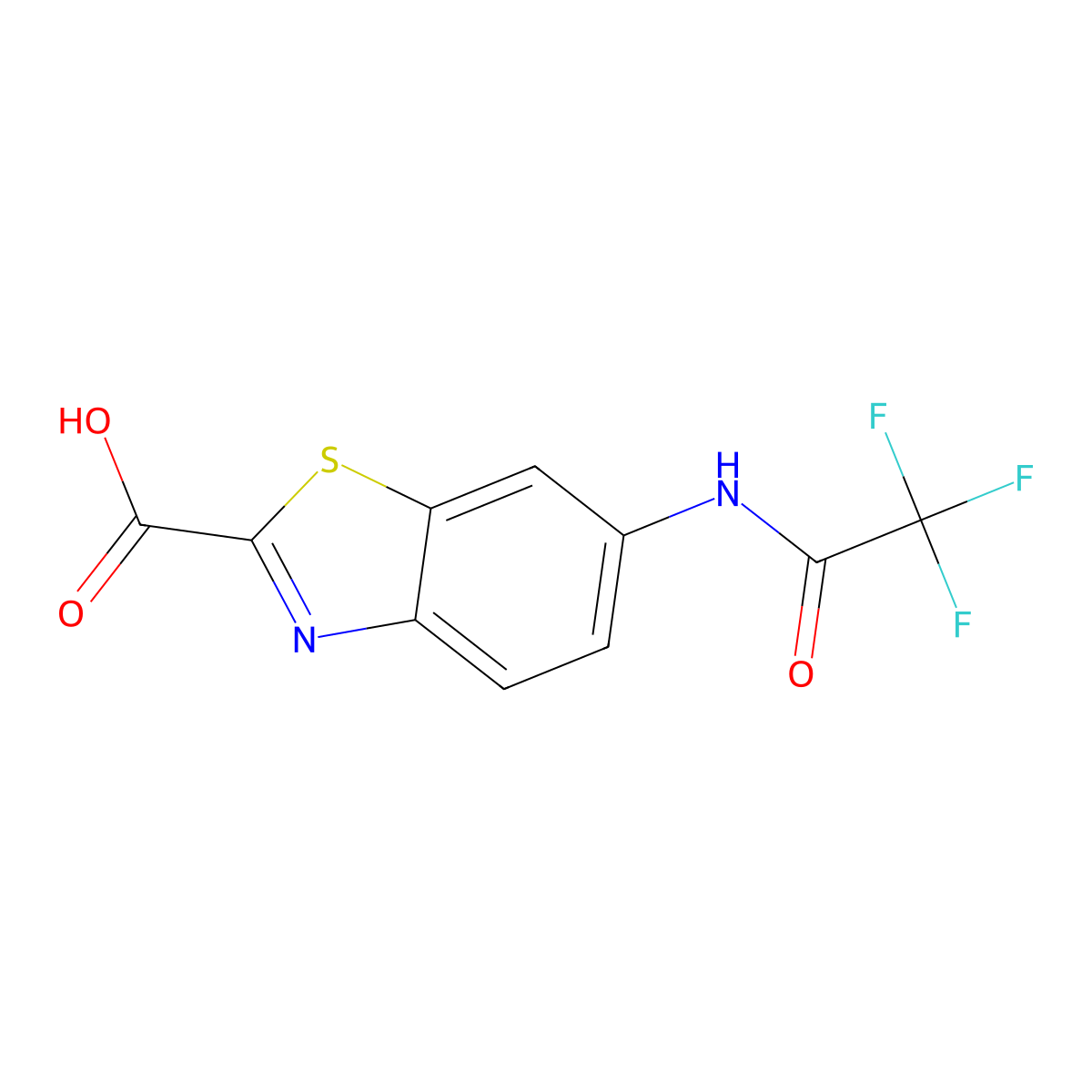 6-(2,2,2-Trifluoroacetamido)-1,3-benzothiazole-2-carboxylic acid molecular structure, CAS 2680696-75-5