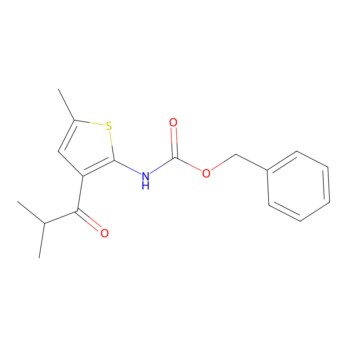 benzyl N-[5-methyl-3-(2-methylpropanoyl)thiophen-2-yl]carbamate molecular structure, CAS 2680696-77-7