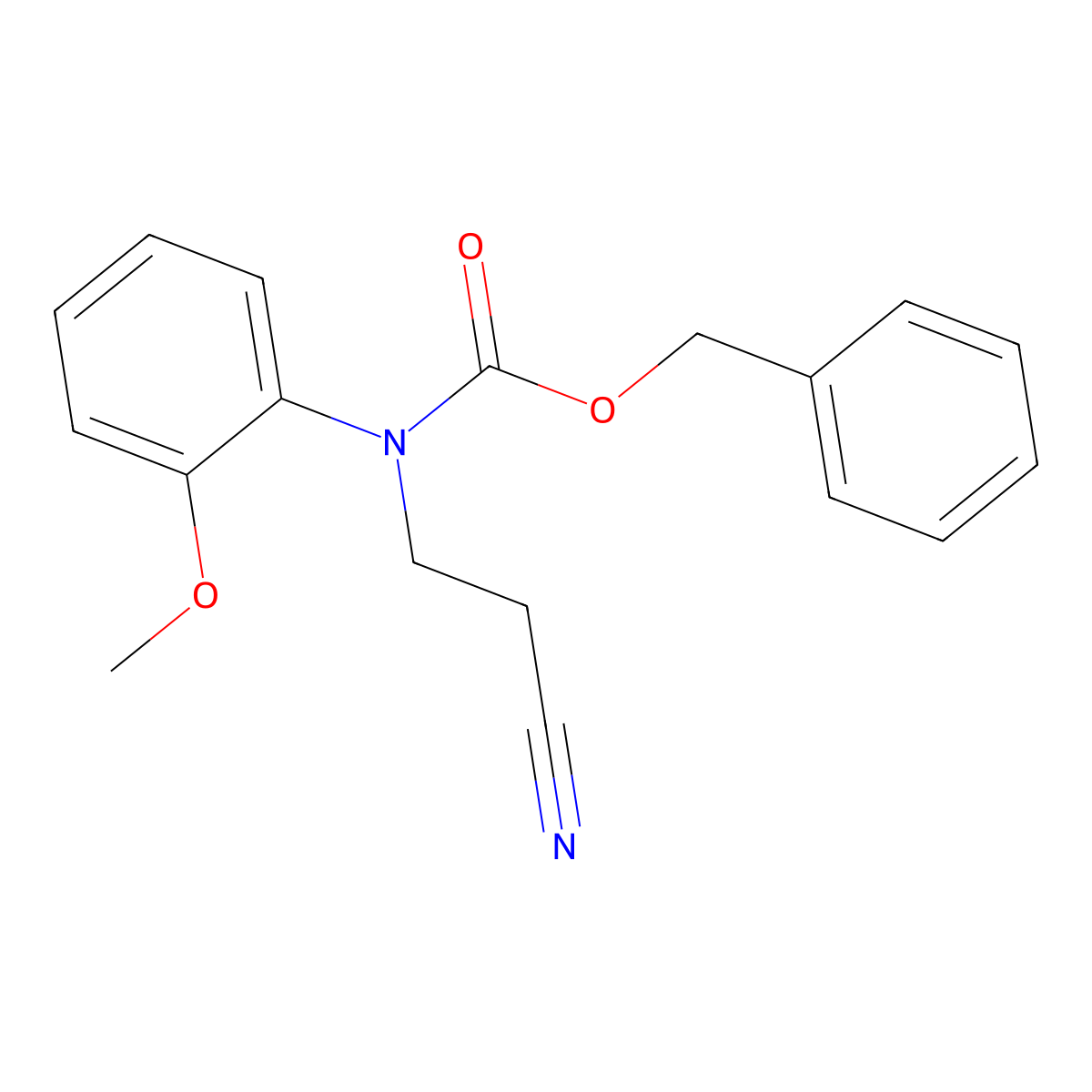 benzyl N-(2-cyanoethyl)-N-(2-methoxyphenyl)carbamate molecular structure, CAS 2680696-78-8