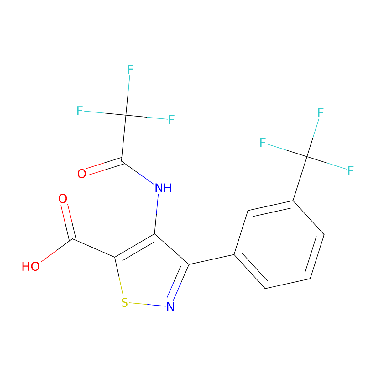 4-(2,2,2-Trifluoroacetamido)-3-[3-(trifluoromethyl)phenyl]-1,2-thiazole-5-carboxylic acid molecular structure, CAS 2680696-80-2