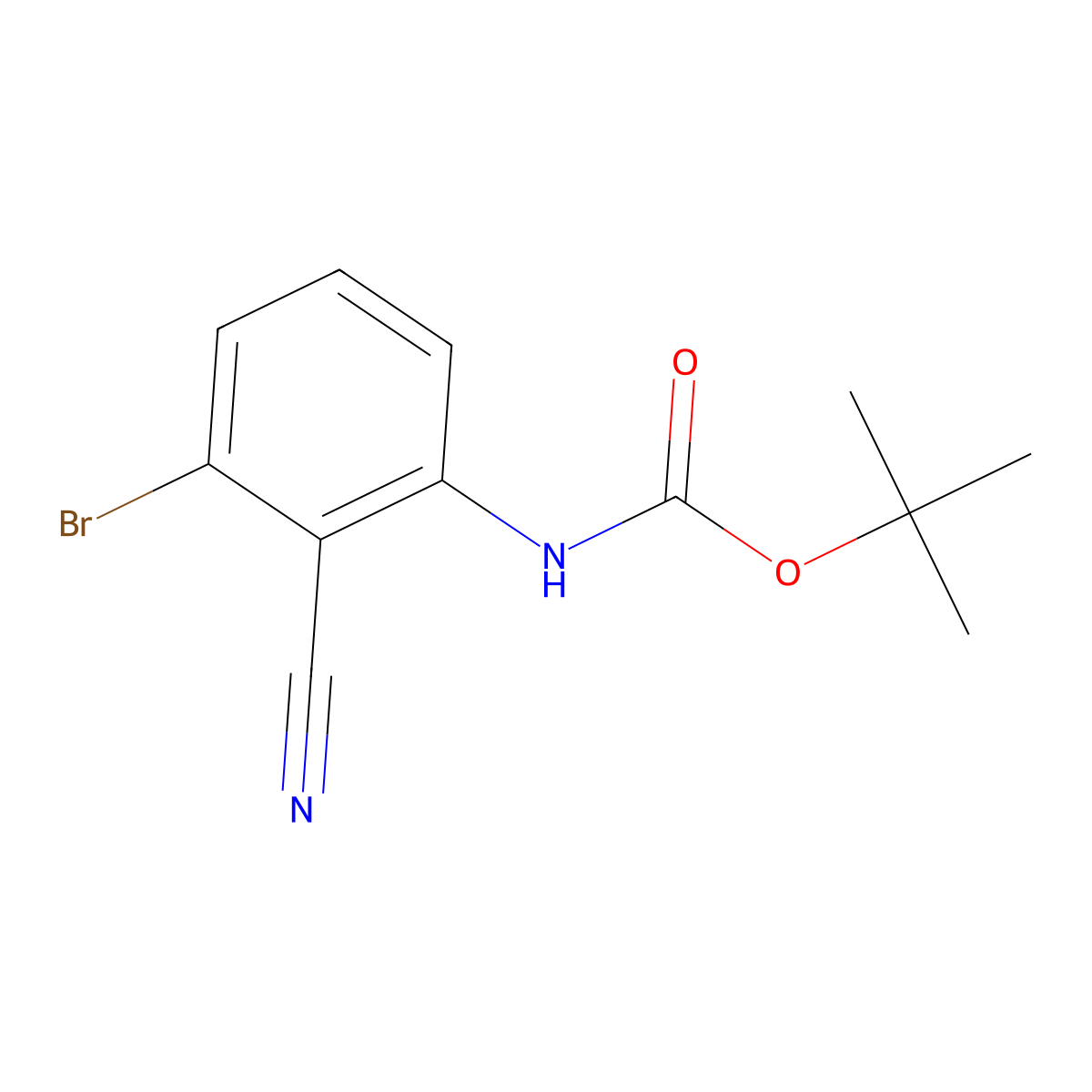 tert-butyl N-(3-bromo-2-cyanophenyl)carbamate molecular structure, CAS 2680696-86-8