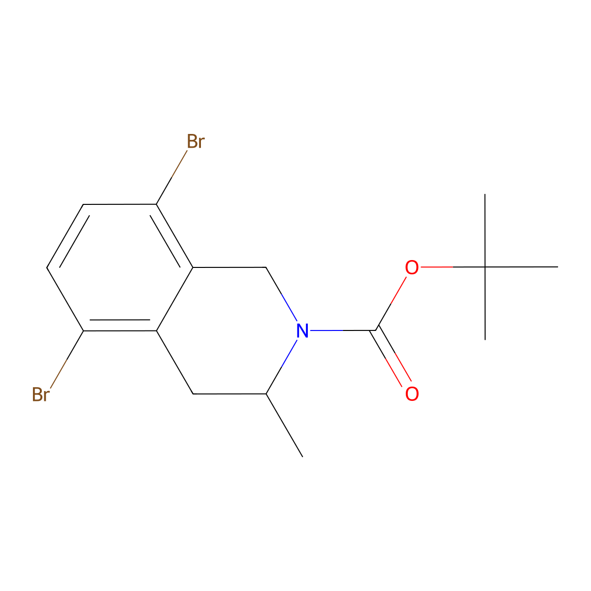 Tert-butyl 5,8-dibromo-3-methyl-1,2,3,4-tetrahydroisoquinoline-2-carboxylate molecular structure, CAS 2680696-87-9